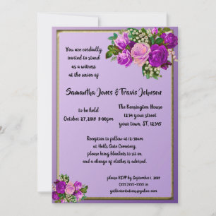 Violet violet Vintage Rose Faire-part de mariage G