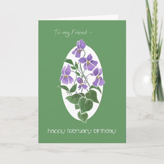 Violets, Février Carte d'anniversaire pour Ami (Devant)