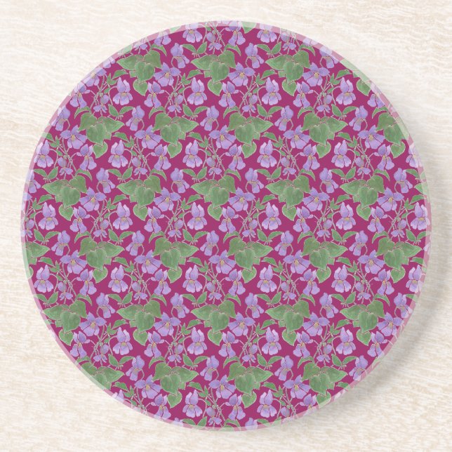 Violets Mauve Floral Custom Dessous de verre de gr (Devant)