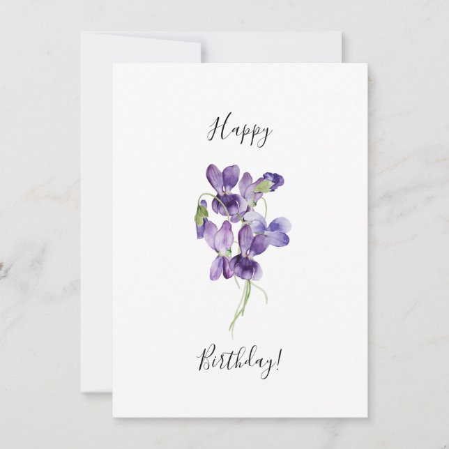 Violets pourpres Joyeux anniversaire (Devant)
