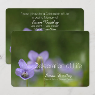 Violets sauvages Célébration de la vie Invitation
