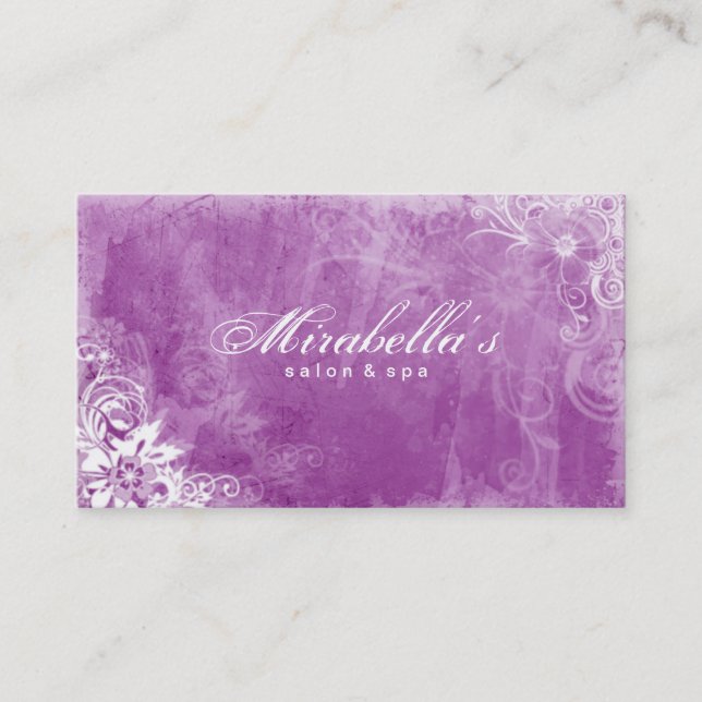Violette grunge W de salon de carte de visite (Devant)