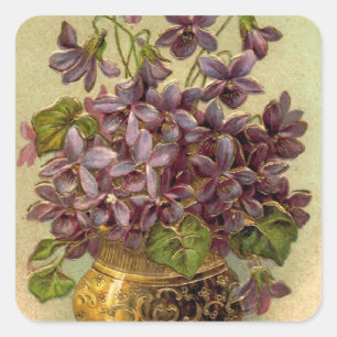 Violettes Vintages dans un autocollant de vase d'o