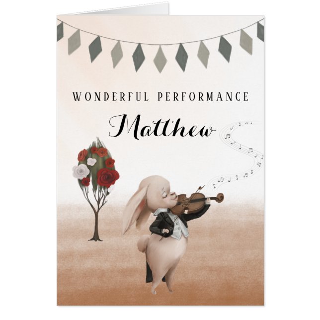 Violin Wonderful Performance Greeting Card (Devant)
