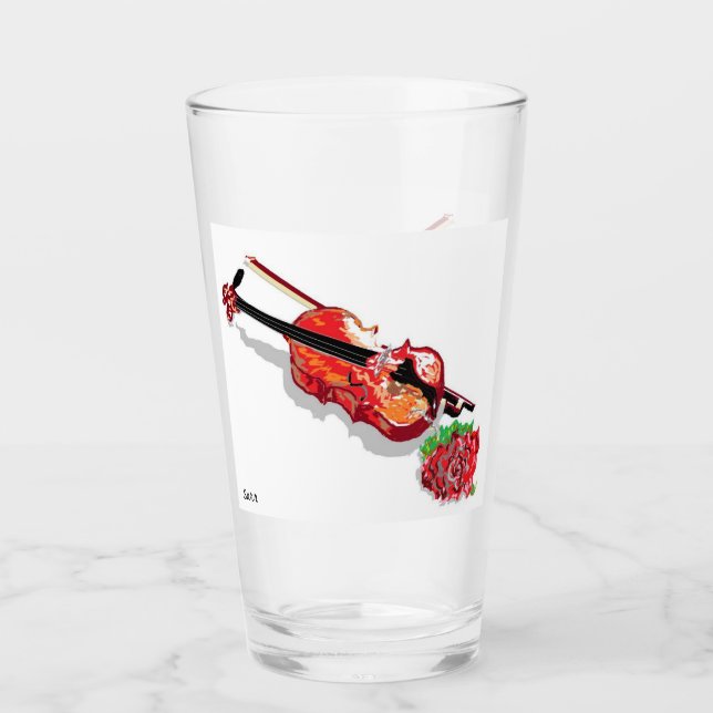 Violon à tambours en verre avec Rose (Devant)
