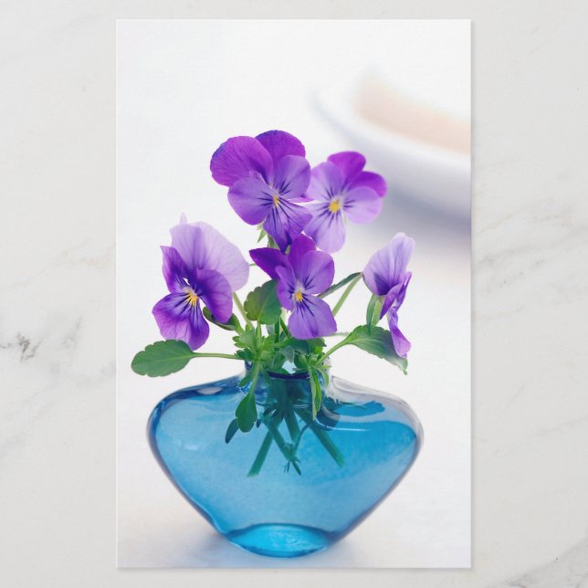Violon blanc violet Fleurs de violon bleu Vase Flo (Devant)