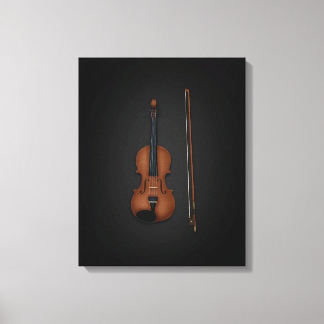 Violon & Bow côte à côte sur toile noire 16x (Recto)