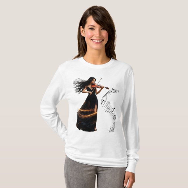 violon féminin t-shirt violon (Devant entier)