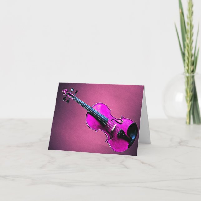 Violon ou alto Salutation ou carte de note rose (Devant)