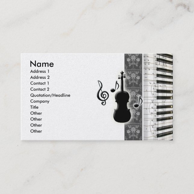 Violon Piano et notes musicales Cartes de visite (Devant)