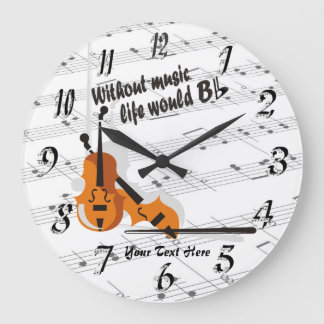 Violon - sans vie de musique horloge plate de B