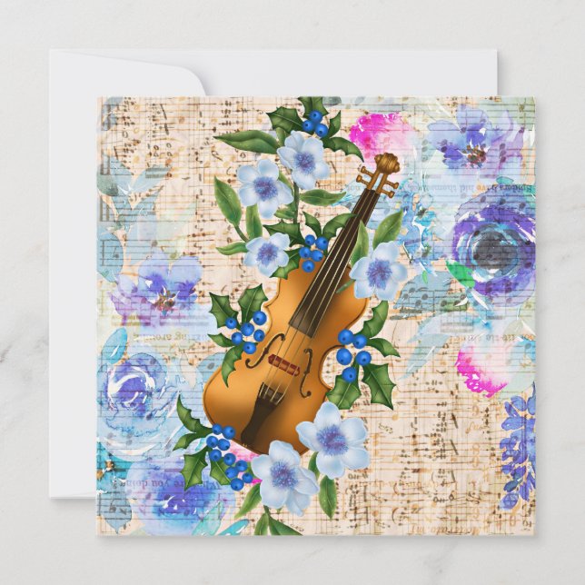 Violon vintage de musique florale (Devant)