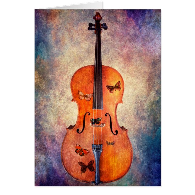 Violoncelle magique avec des papillons (Devant)