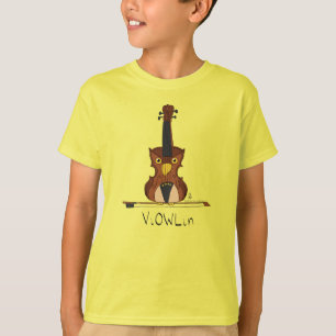 ViOWLin Chouette de violon T-shirt garçon de garço