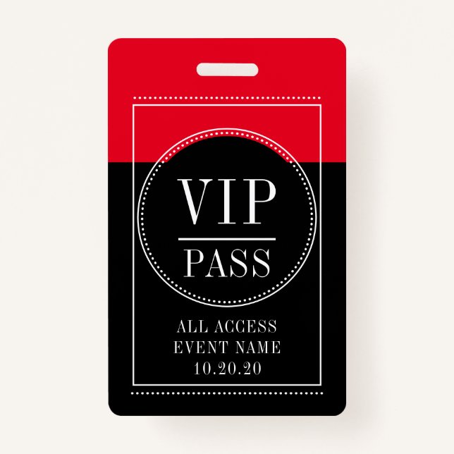 VIP All Access Event Red Black Badge (Devant)