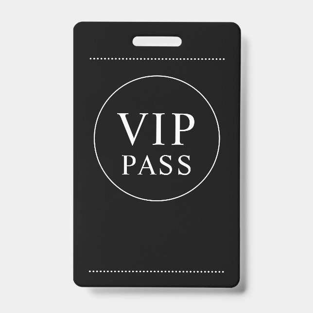 VIP All Access Event Simple Noir Blanc Badge (Avant)