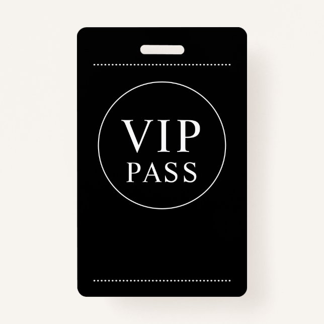 VIP All Access Event Simple Noir Blanc Badge (Devant)