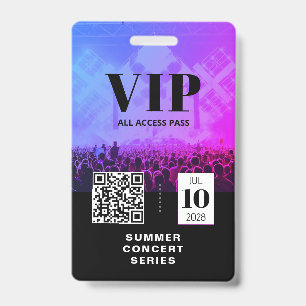 VIP All Access QR Code Badge de concert