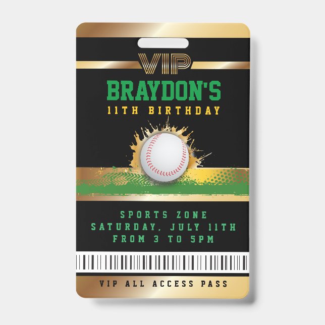 VIP Baseball TOUT ACCÈS Gold Pass Badge (Face)