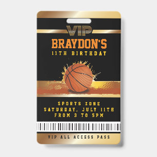 VIP Basketball Anniversaire TOUT ACCÈS Badge Gold 