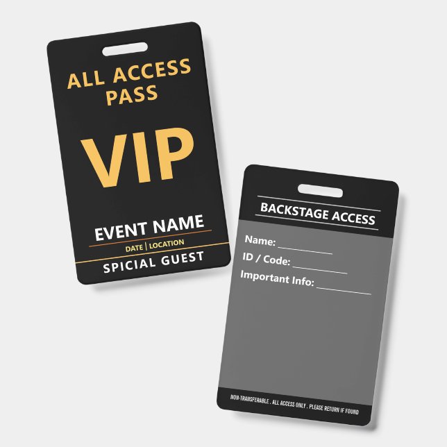 VIP Event Badge – All Access Pass Design (Avant & arrière)