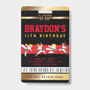 VIP Karate Anniversaire TOUT ACCÈS Gold Pass Badge