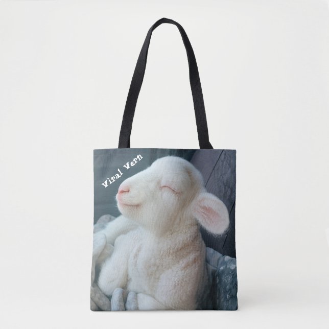 Viral Vern White Lamb Durable Tote Bag (Devant)