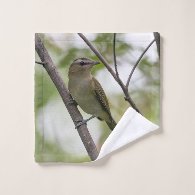 Vireo aux yeux rouges : la nature (Gant de toilette)