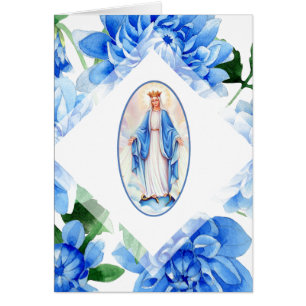 VIRGIN MARY JOUR DES MÈRES BLUE DAHLIAS