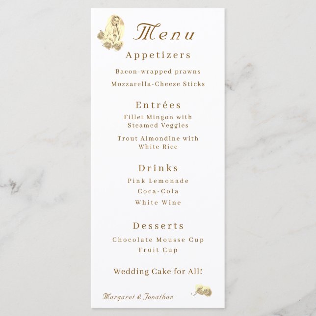 Virgin Mary Sepia Catholic Mariage Menu (Devant)