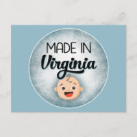 Virginia Baby Funny Blue New Boy Carte Postale