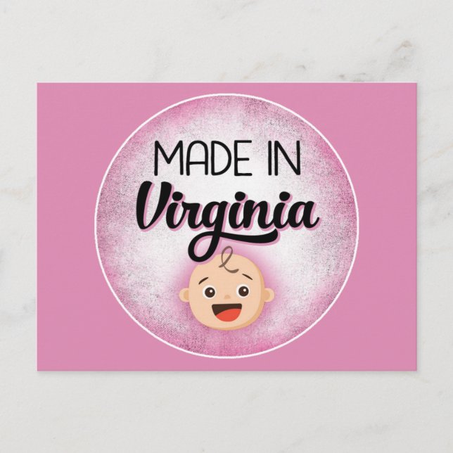 Virginia Baby Funny Pink New Girl Carte postale (Devant)