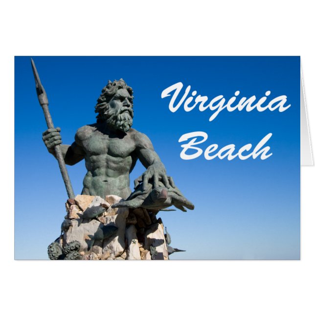 Virginia Beach Poseidon Statue avec texte blanc (Devant horizontal)