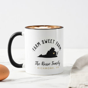 Virginia Farm Sweet Farm Famille Monogramme Mug