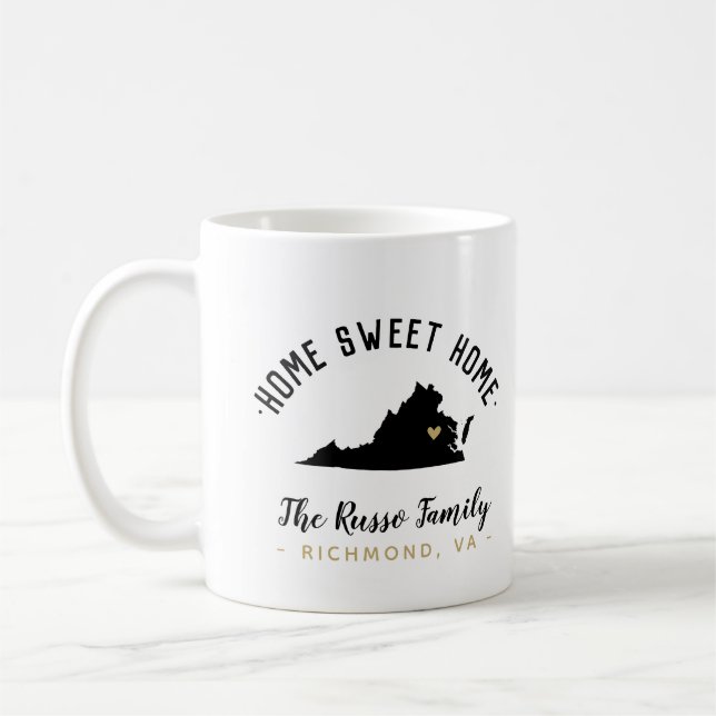 Virginia Home Sweet Home Famille Monogramme Mug (Gauche)