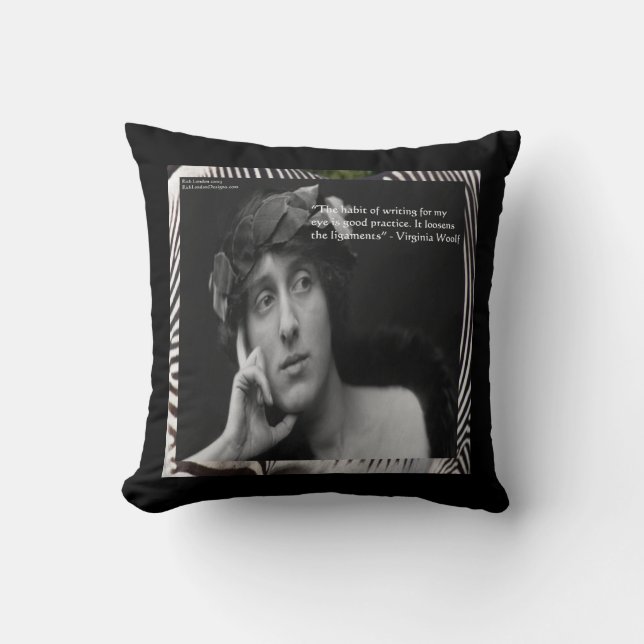 Virginia Woolf & Citation sur l'Écriture Coussin d (Recto)