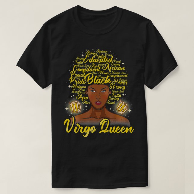 Virgo Black Woman Tshirt Reine noire femme naturel (Design devant)