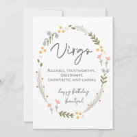 Virgo Bonne Carte d'Anniversaire Heart Virgo Cadea