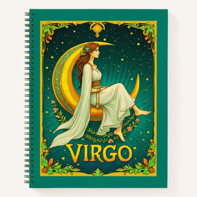 Virgo Maiden assis sur Crescent Moon Journal (Devant)