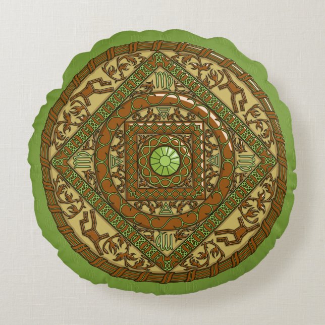 Virgo Mandala Round Coussin (Devant)