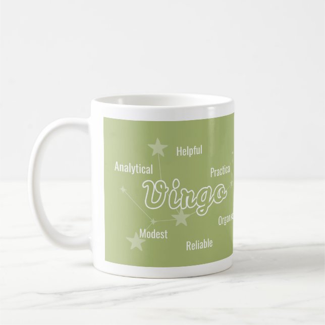 Virgo Olive Green Astrologie Zodiac Sign Mug (Gauche)