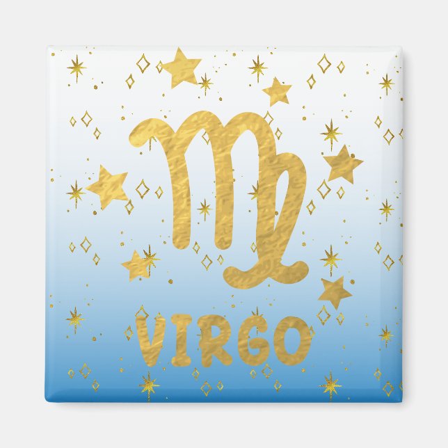 Virgo Zodiac Blue et Gold Magnet (Devant)