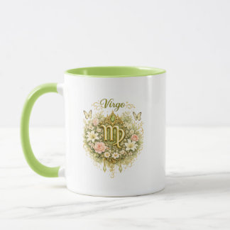 Virgo Zodiac Floral Heart Mug – Elegant Astrology 
