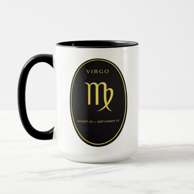 Virgo Zodiac Gold Oval Emblem Mug | Luxury Astrolo (Gauche)