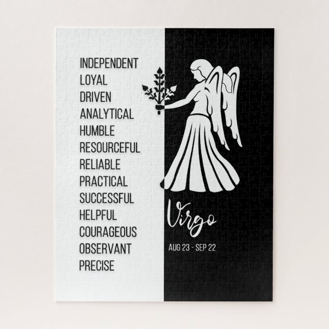 Virgo Zodiac Sign, Black & White Jigsaw Puzzle (Vertical)