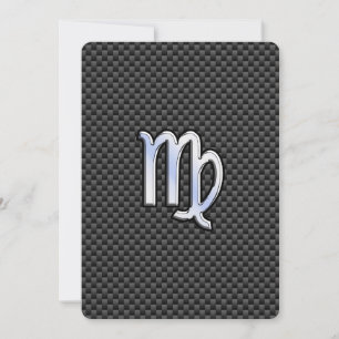 Virgo Zodiac Sign on Charcoal Carbon Fibre Print