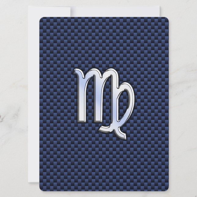 Virgo Zodiac Sign on Navy Blue Carbon Fiber Print (Devant)