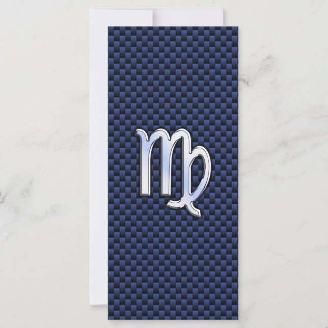 Virgo Zodiac Sign on Navy Blue Carbon Fiber Print (Devant)