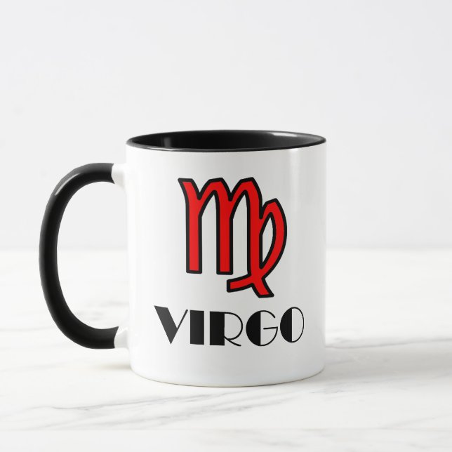 Virgo Zodiac Symbole Designer Mug En Rouge (Gauche)