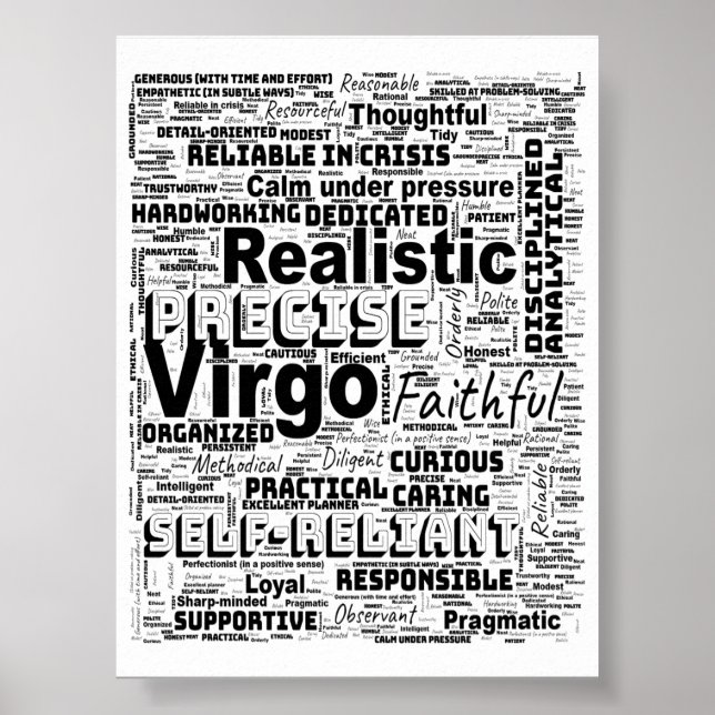 Virgo Zodiac Word Cloud Inspiration Poster (S) (Devant)